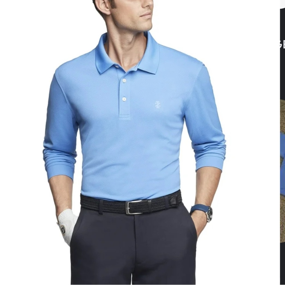 Izod Golf Light Blue Long Sleeve Polo Shirt NEW